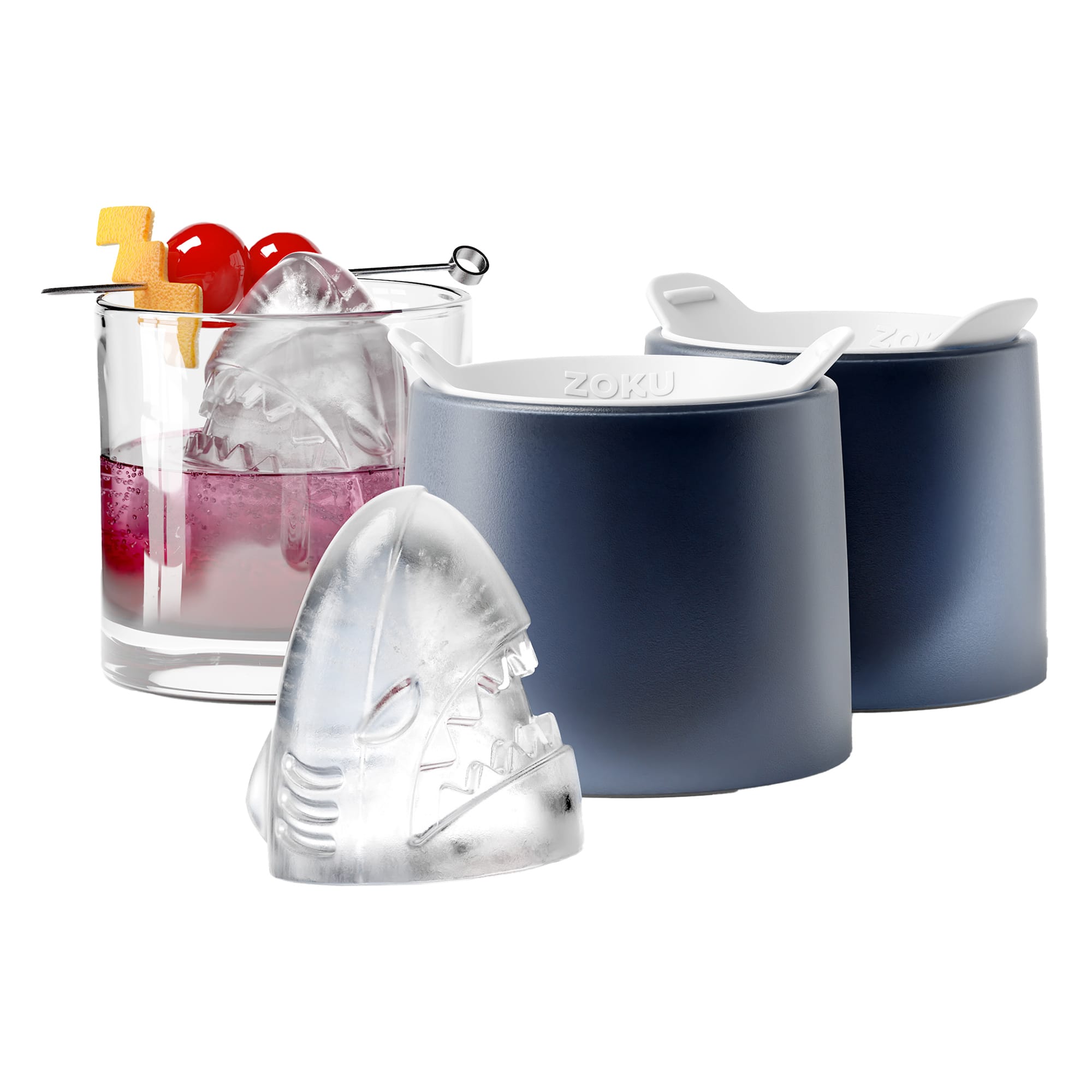 Shark Ice Moulds - Set of 2 Fun Silicone Reusable Large Ice Makers Blue Blue One Size 2