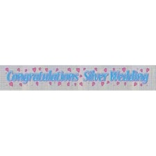 Floso Plastic Holographic Silver (25th) Wedding Anniversary Banner - Silver - One Size