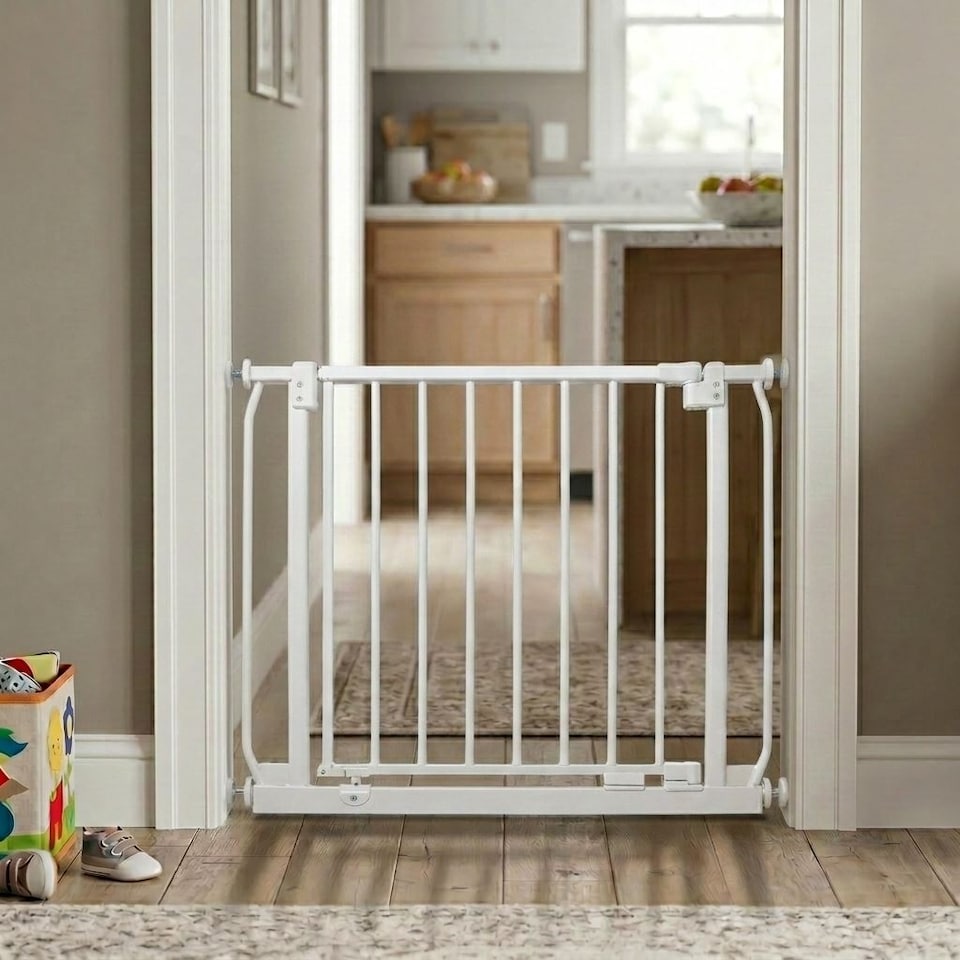 image 1 of Safetots Elite Pressure Safety Gate, 197cm - 206cm, Matt White, Pressure Fit Stair Gate, Baby Gate for Doors Hallways and Spaces, Safety Barrier, Easy Installation