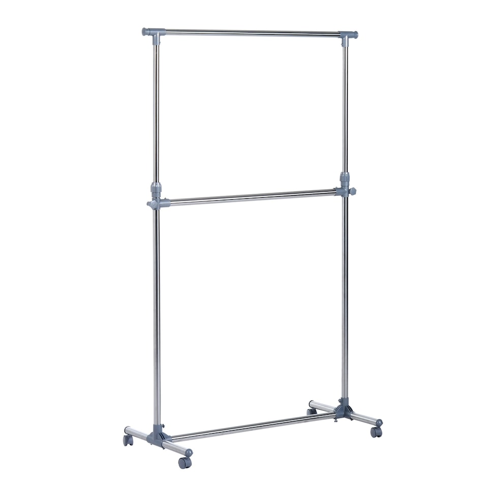 image 1 of HOMCOM Garment Rail Adjustable Portable Clothes Hanging Stand Rack Wheels