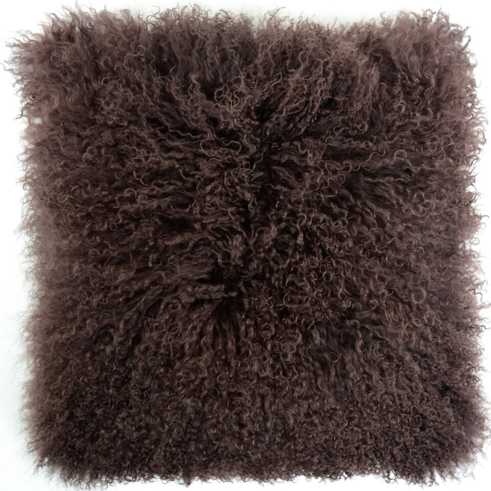 image 1 of SNUGRUGS Mongolian Sheepskin Cushion - Large Square - 60cm x 60cm | Brown | 60 x 60cm