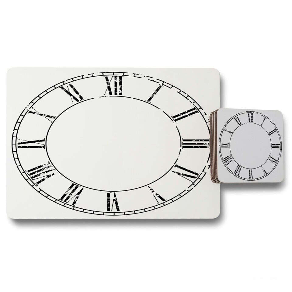 image 1 of Roman Numeral Clock (Placemat & Coaster Set)
