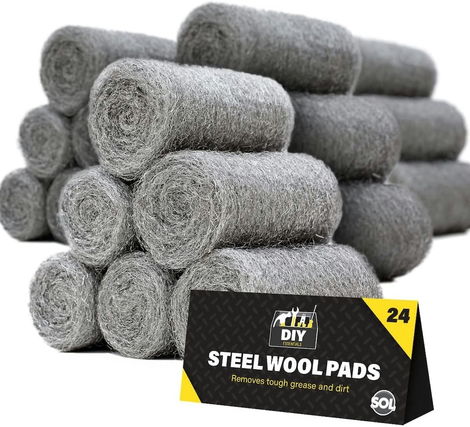 image 1 of SOL 24pk Steel Wool Pads - Fine Wire Wool for Cleaning, Polishing & Sealing