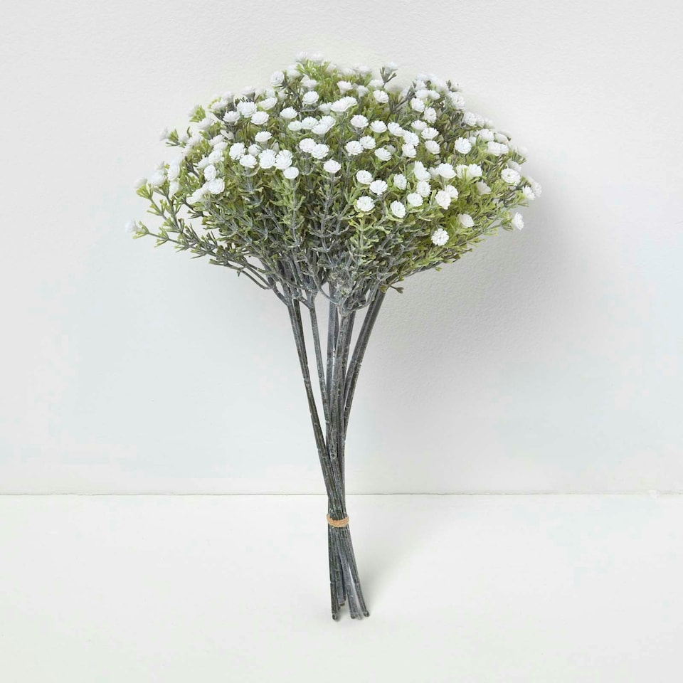 image 1 of Homescapes Artificial Flower White Baby's Breath Bouquet, 32 cm