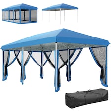 Outsunny 6 x 3(m) Pop Up Party Tent Canopy with 6 Removable Sidewalls Blue