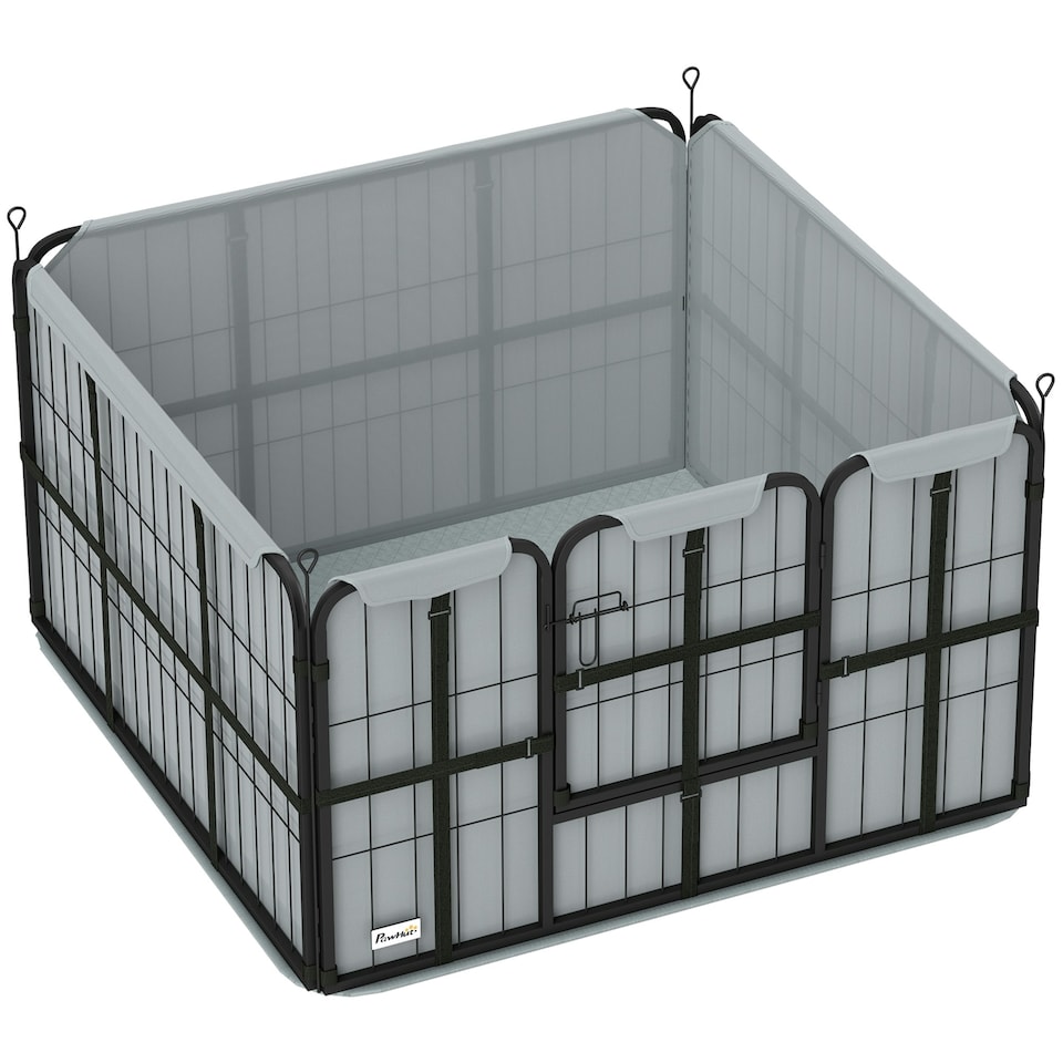 image 1 of PawHut Whelping Box w/ Washable Whelping Pad, Wind-Resistant Cloth, Black 