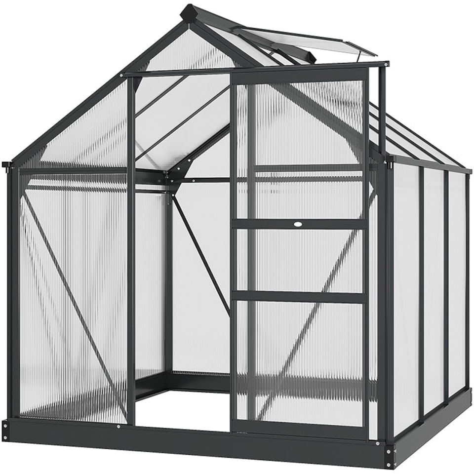 image 1 of Outsunny 6x6ft Walk-In Polycarbonate Greenhouse Plant Grow Galvanized