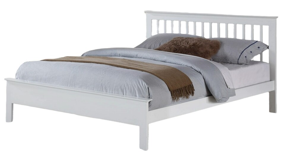 image 1 of 6ft Super kING White wood bed frame.Shaker,Wooden.Pure bright white painted bedstead. Low foot end board | White | Super King
