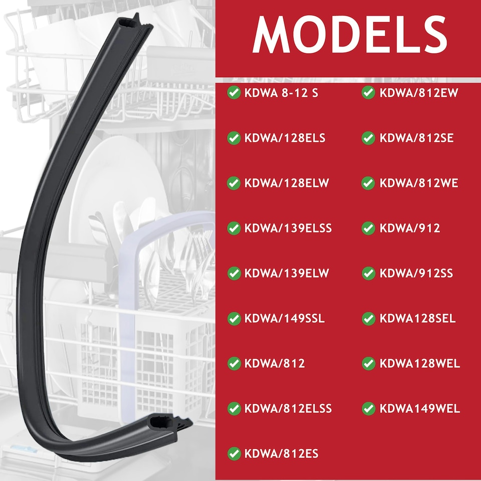 image 1 of SPARES2GO Lower Door Seal for Kenwood Dishwasher KDWA Series (550mm)
