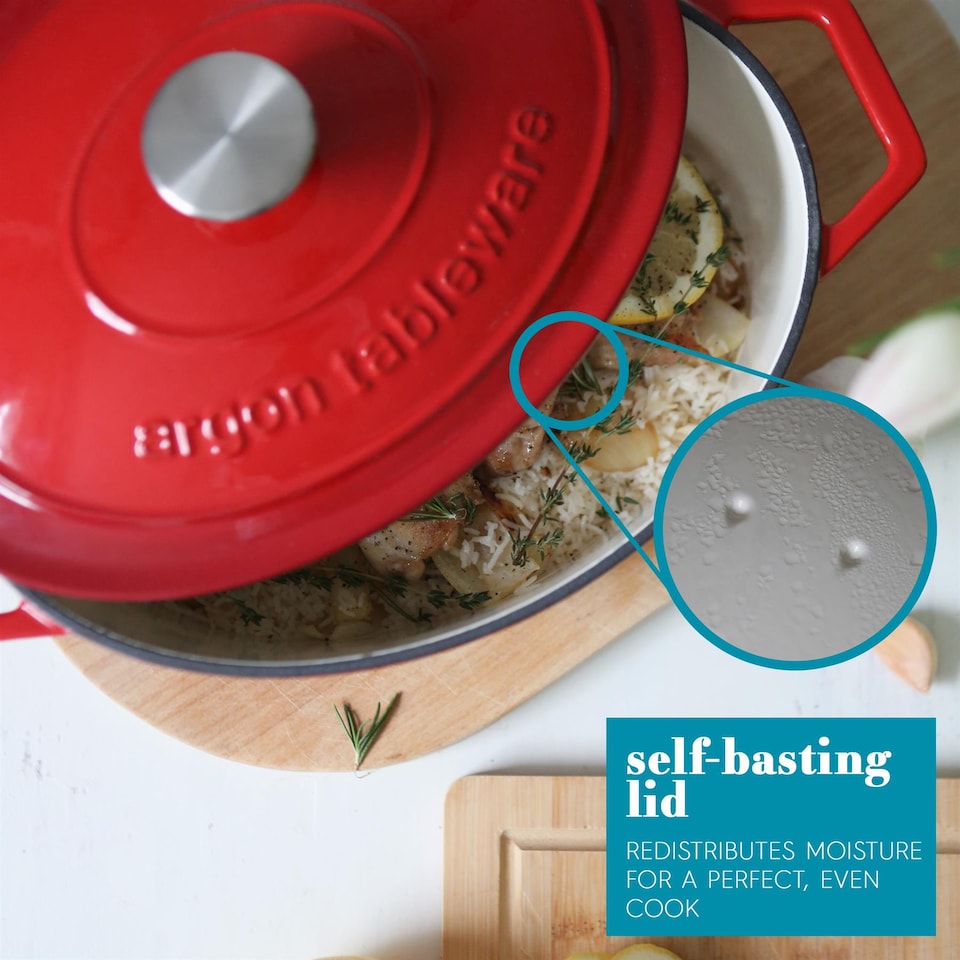 image 1 of Argon Tableware Shallow Cast Iron Casserole Dish - 2.3L - Red Ombre | Red | Red Ombre | 1