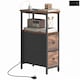 image 1 of HOMCOM Side Table, Narrow Bedside Table with Charging Station, 2 Drawers | Brown | Rustic Brown