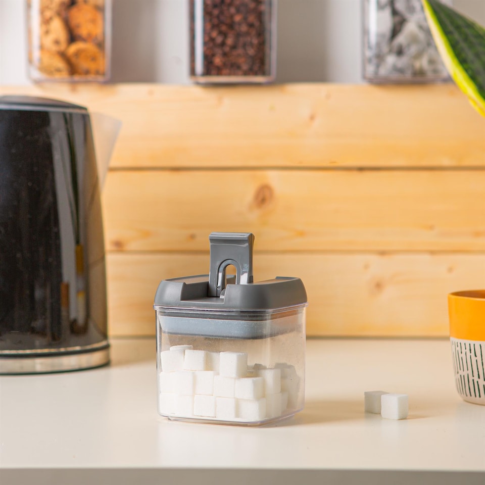 image 1 of Argon Tableware 6x Food Storage Containers - 500ml - Grey Airtight Plastic Storage Pantry Food Organiser with Flip Lock Lid