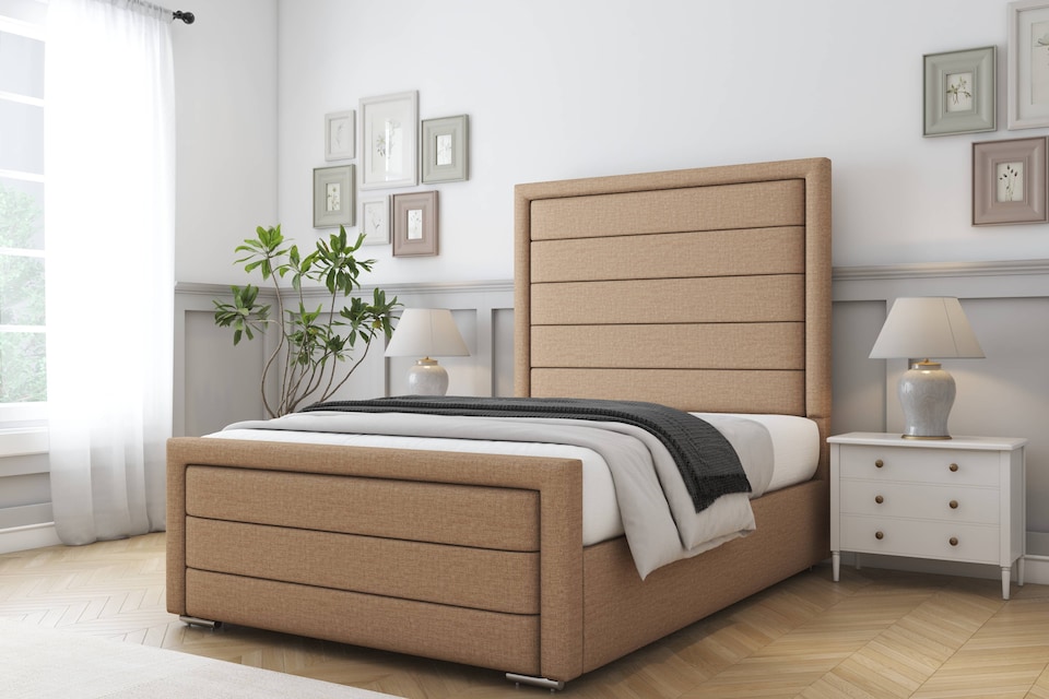 image 1 of Sloomy Ashford Latte Dumfries Bed Frame With 50" Upholstered Headboard 2'6 Small Single