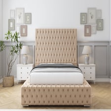 Sloomy Ambassador Pebble Plush Bed Frame With Mattress With 50" Upholstered Headboard 6' Super King