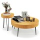 image 1 of COSTWAY 2PCS Round Nesting Tables Accent Coffee Tables Brown