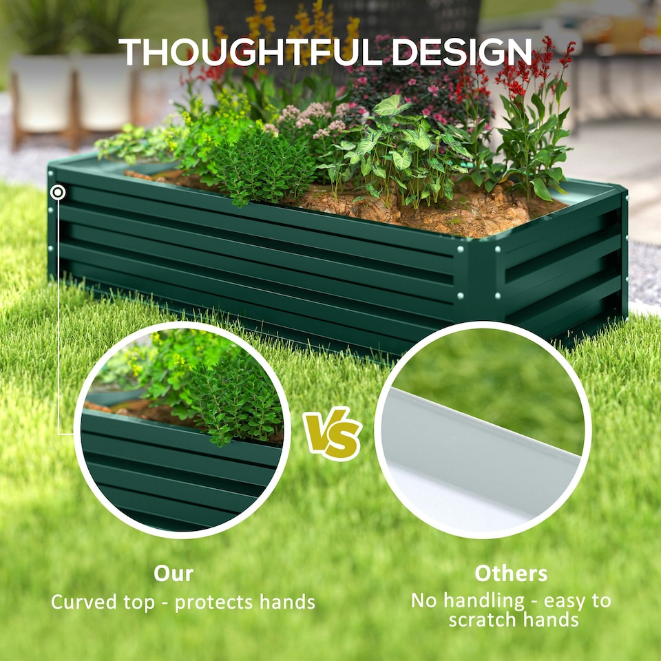 image 1 of Outsunny Raised Garden Bed Elevated Planter Box for Flowers Green