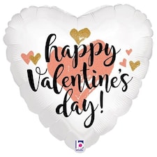 Happy Valentines Day Rose Gold Holographic Foil Helium Balloon 46cm / 18 in