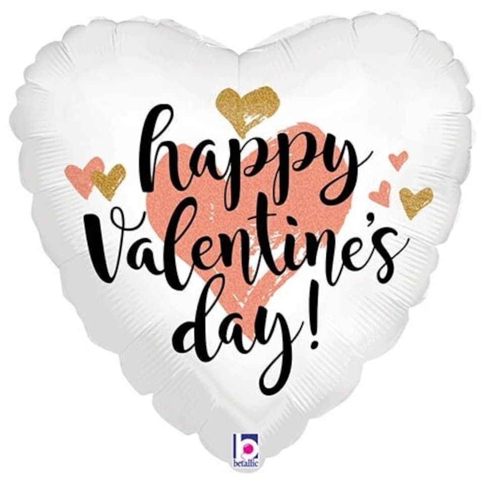 Happy Valentines Day Rose Gold Holographic Foil Helium Balloon 46cm / 18 in