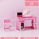 image 5 of AIYAPLAY Kids Vanity Table and Chair Set, Girls Dressing Table with 2-Colour LED Mirror, Stool, Cabinet, Drawer, Bookshelf and Shelves for Ages 3-8 Years | Pink