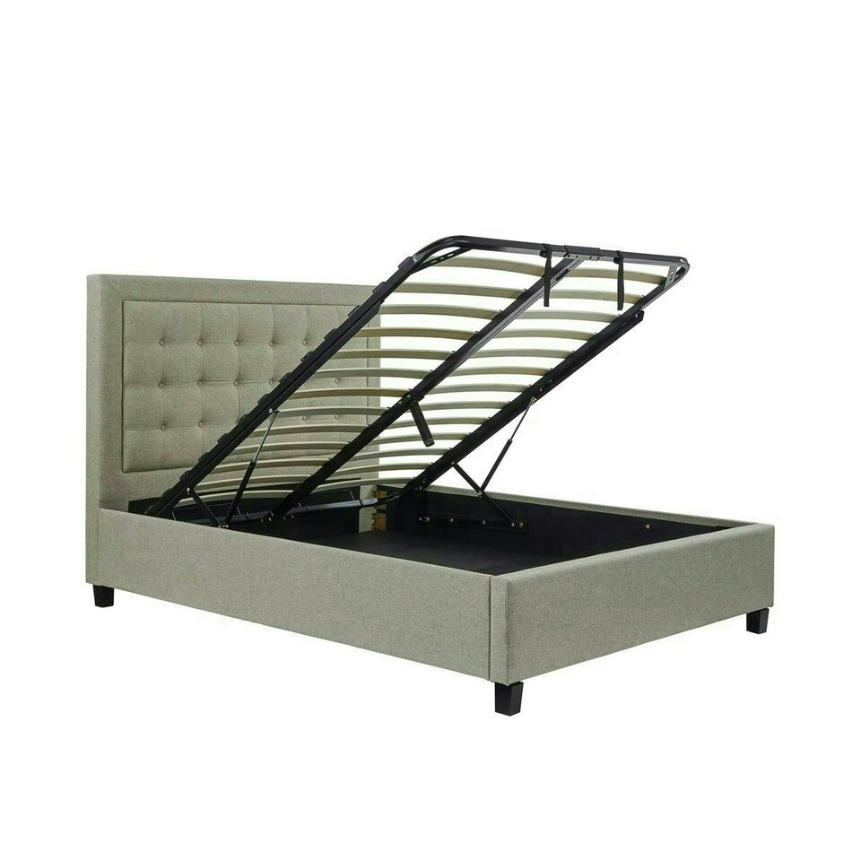 image 1 of Brandon Oatmeal Fabric Ottoman Bed And Neptune Spring Mattress Double | Multi