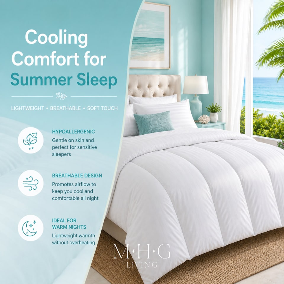 image 1 of Premium 1 Tog Summer Duvet Quilt - Lightweight Striped Microfibre, Breathable & Hypoallergenic