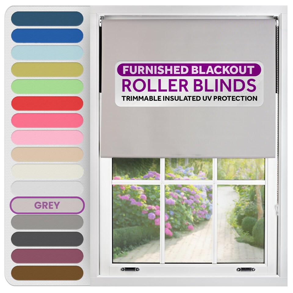 image 1 of Blackout Roller Blind 240cm Wide x 165cm Long | Grey | Grey