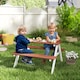 image 2 of Outsunny Kids Picnic Table, Wooden Table and Bench Set for 3-8 Years, Brown