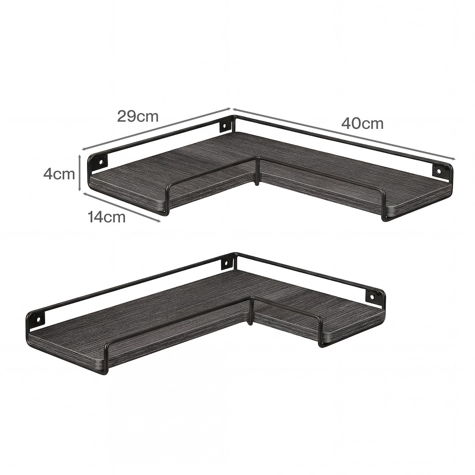 image 1 of Levede Floating Shelves Set of 2 L-Shaped Corner Shelves Wall Mounted Black