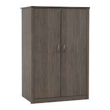 Lisbon 2 Door Wardrobe - L53.5 x W81.5 x H187 cm - Black Wood Grain Grey