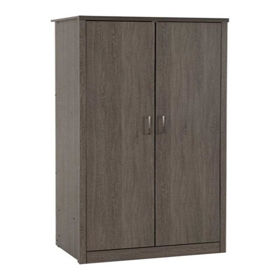 image 1 of Lisbon 2 Door Wardrobe - L53.5 x W81.5 x H187 cm - Black Wood Grain Grey