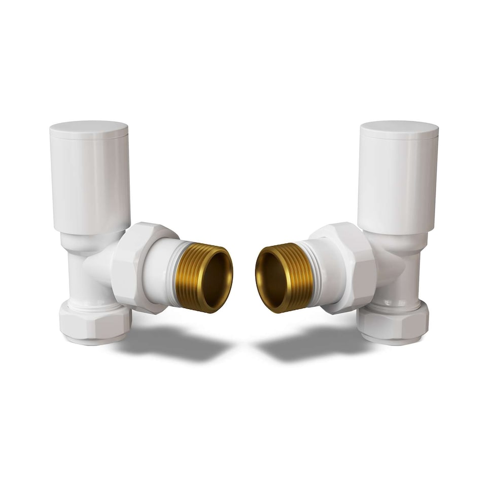 image 1 of Round White Radiator Valve Angled 10mm