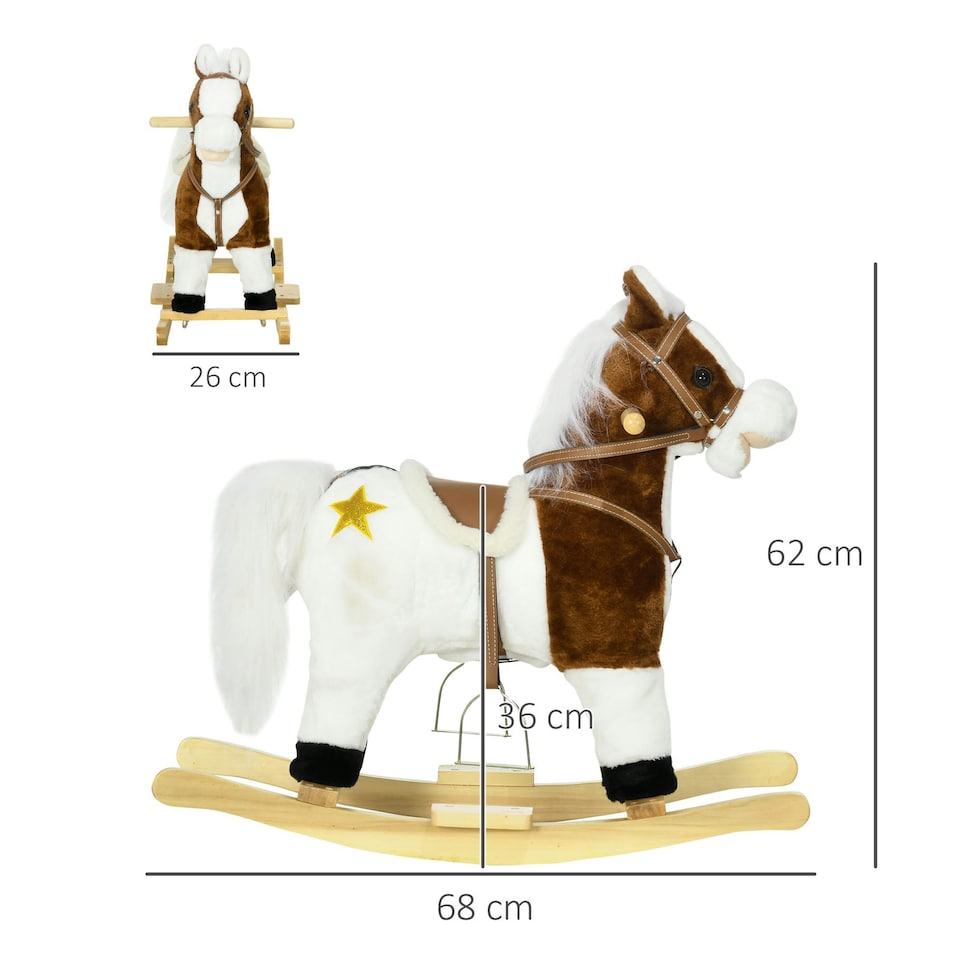 image 1 of HOMCOM Rocking Horse with Music, Sound, Ride On Horse with Saddle for 3-6 Years
