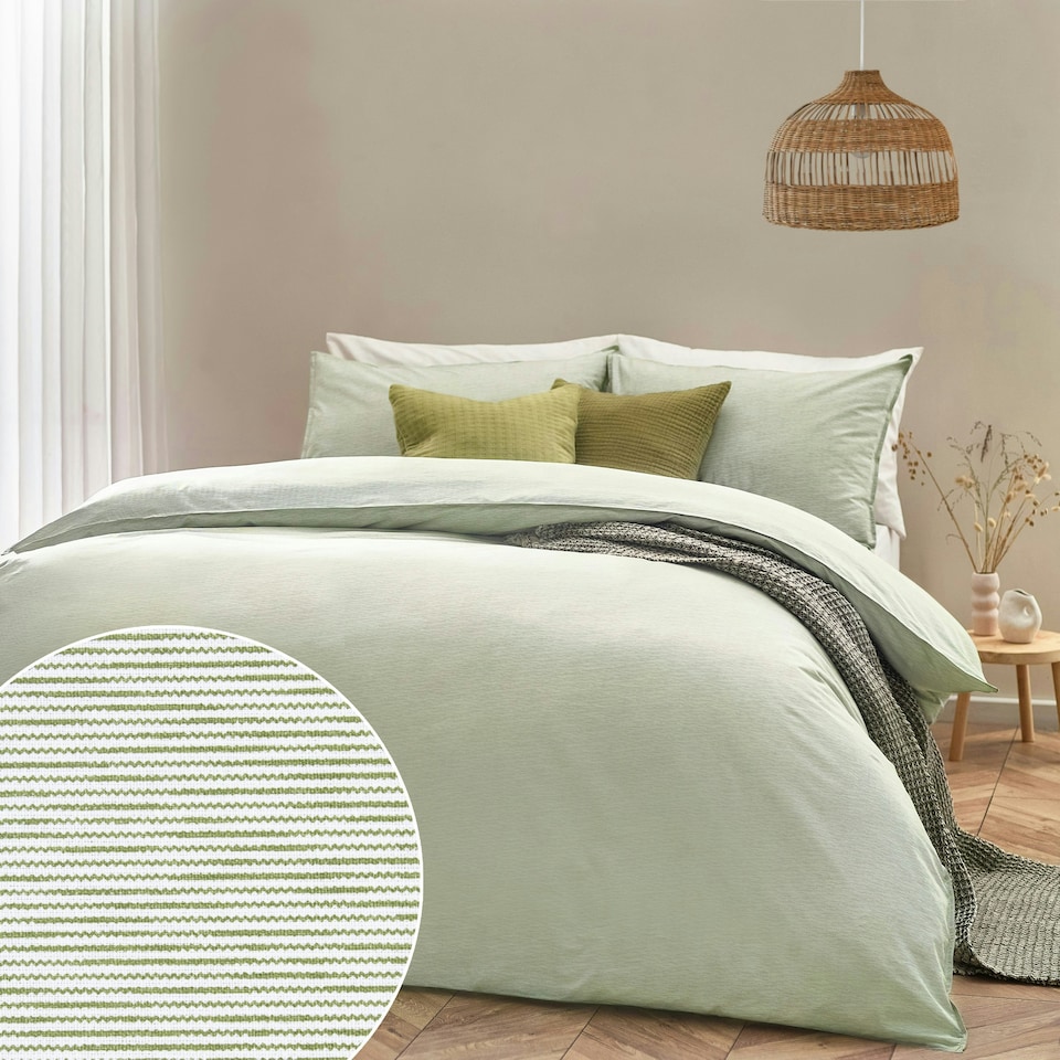 image 1 of Yard Heaton Stripe 100% Cotton Double Duvet Cover Set