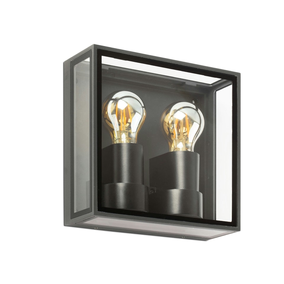 image 1 of Pomo Outdoor Box Wall Lamp Dark Grey 2x E27 IP65