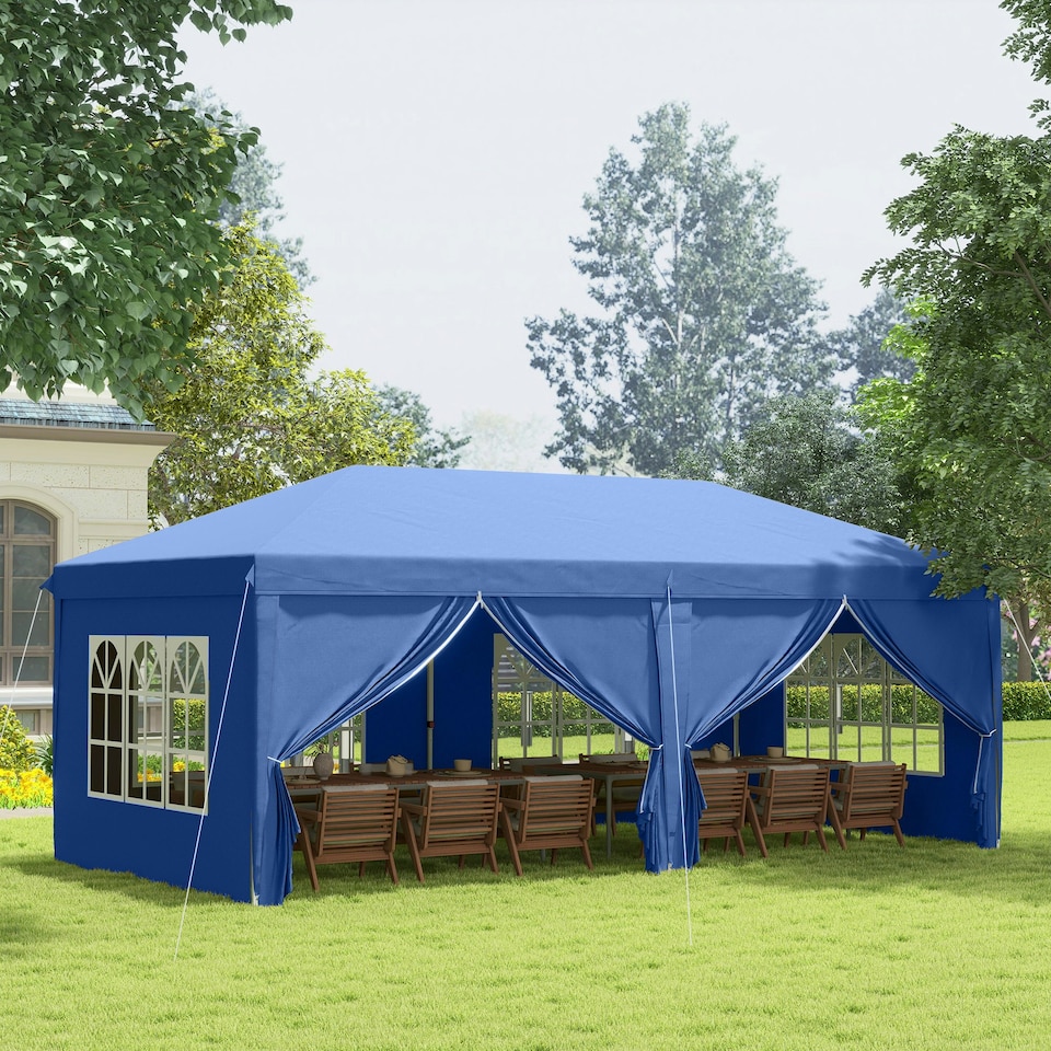 image 1 of Outsunny 3m x 6m Pop Up Gazebo Party Tent Canopy Marquee with Storage Bag Blue
