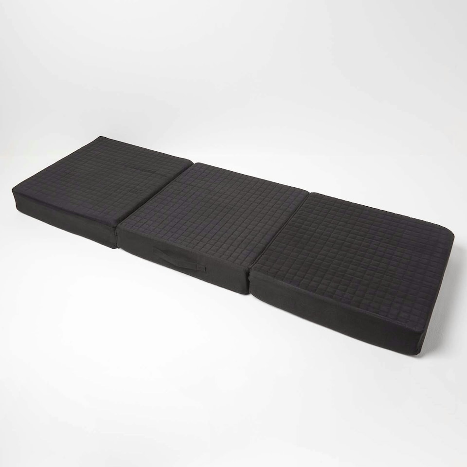image 1 of Homescapes Black Suede Orthopaedic Foam 3 Seater Booster Cushion | Black | Black | 150 x 50 x 10 cm