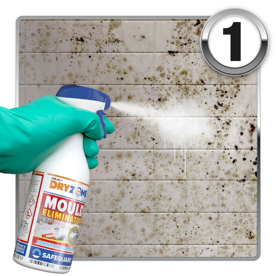 image 1 of Dryzone Mould Remover Prevention Kit (3 x 450ml Spray) - Fast-Acting Black Mould Remover on Bathroom, Walls, Ceilings and Others