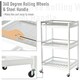 image 5 of HOMCOM 3-Tier Home Trolley Kitchen Storage w/ Steel Bars 4 Wheels Rolling White