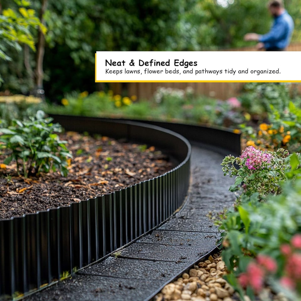 image 1 of Corrugated Galvanised Steel Metal Garden Border Roll | Black | Black | 5m | 1