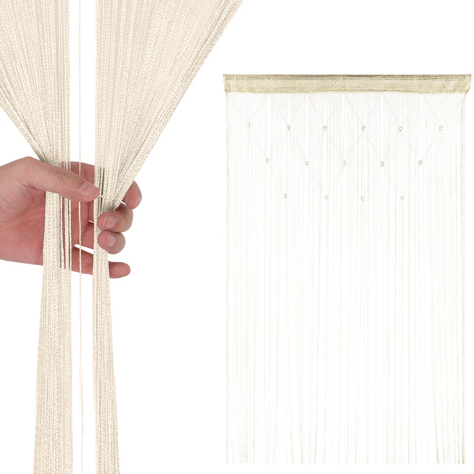 image 1 of Polyester Glitter Beaded String Curtain Panel - 200x100cm