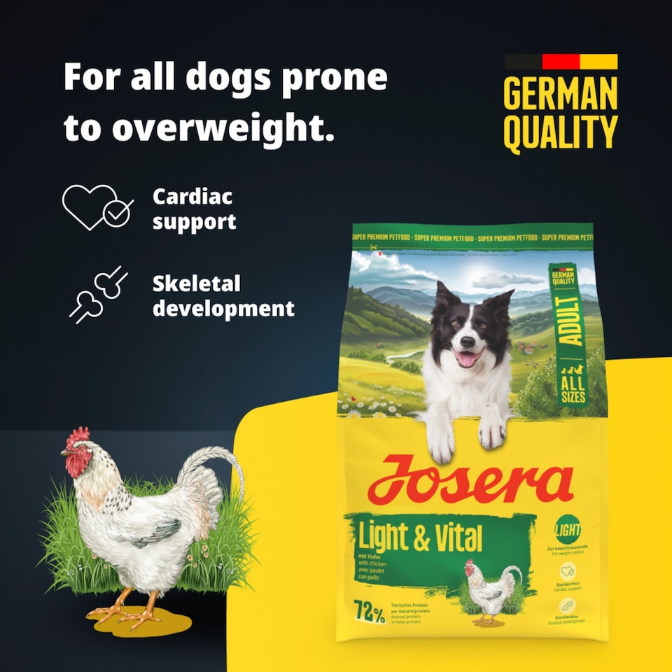 image 1 of Josera Light & Vital complete dry dog food | Weight control | Lower fat | High fibre | All sizes | Cardiac support | Skeletal development | 5x0.9kg