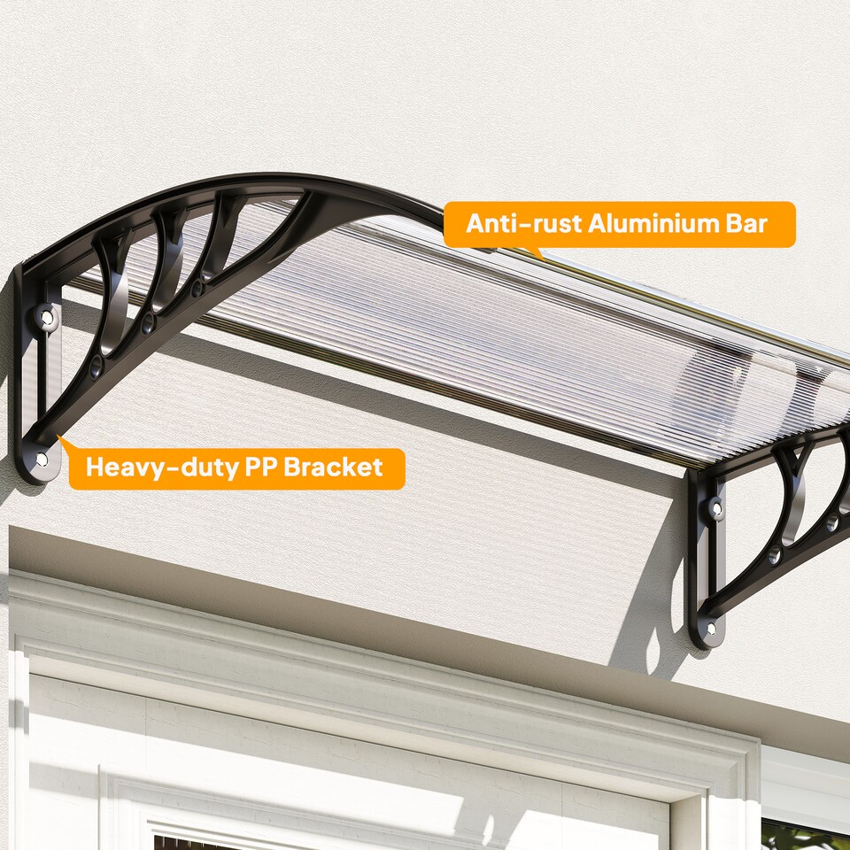 image 1 of Outsunny Outdoor Window Door Canopy Fixed Awning Porch UV Water Cover White | White | White | 1