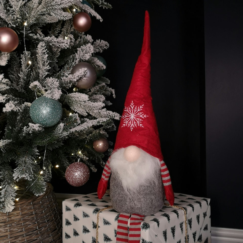 image 1 of 74cm Festive Christmas Sitting Bearded Gonk with Dangly Legs in Red Hat