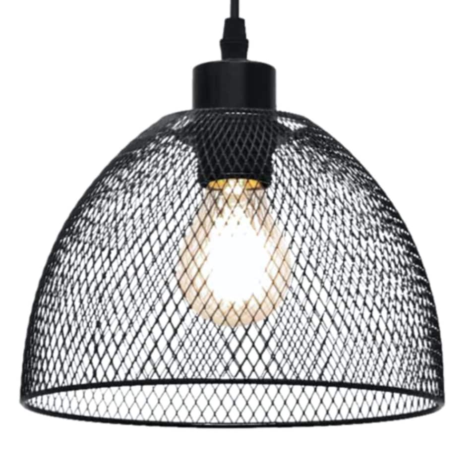 image 1 of Cassidy - Medium Black Mesh Easy Fit Metal Pendant Shade | Black | Medium | 1
