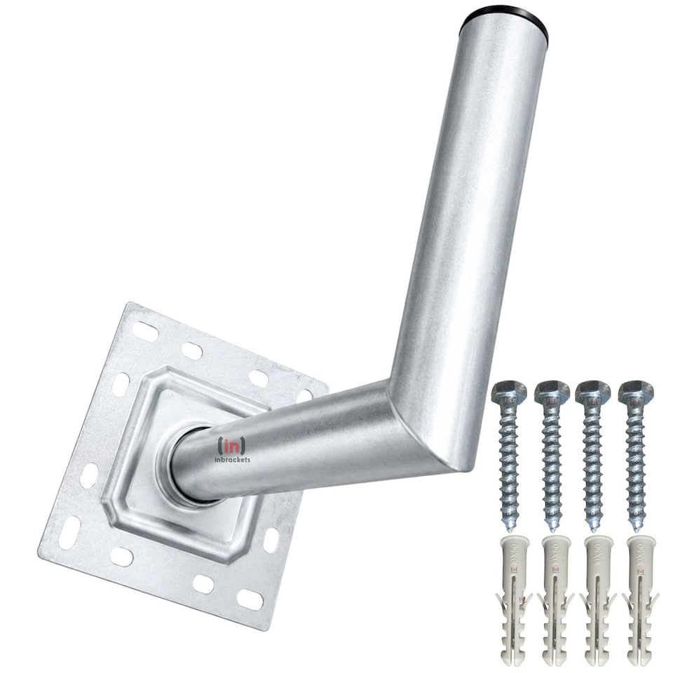 image 1 of Inbrackets Heavy Duty 2" Satellite L Shaped Wall Bracket Galvanised for Starlink, Sky and TV Aerial