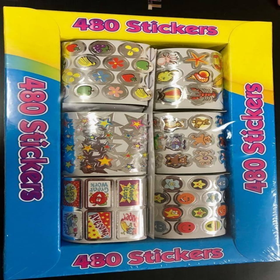 image 1 of Box of 480 Foil Assorted Stickers
