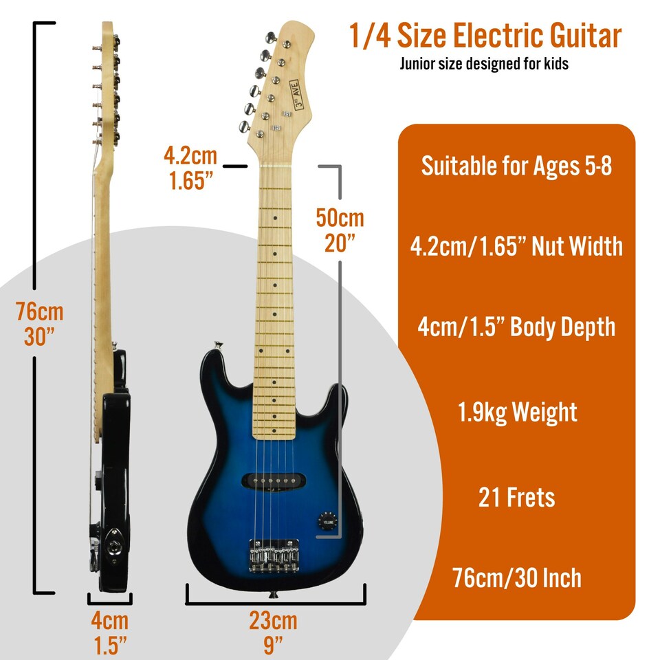 image 1 of 3rd Avenue Junior Electric Guitar Pack with Mini Amp Blue