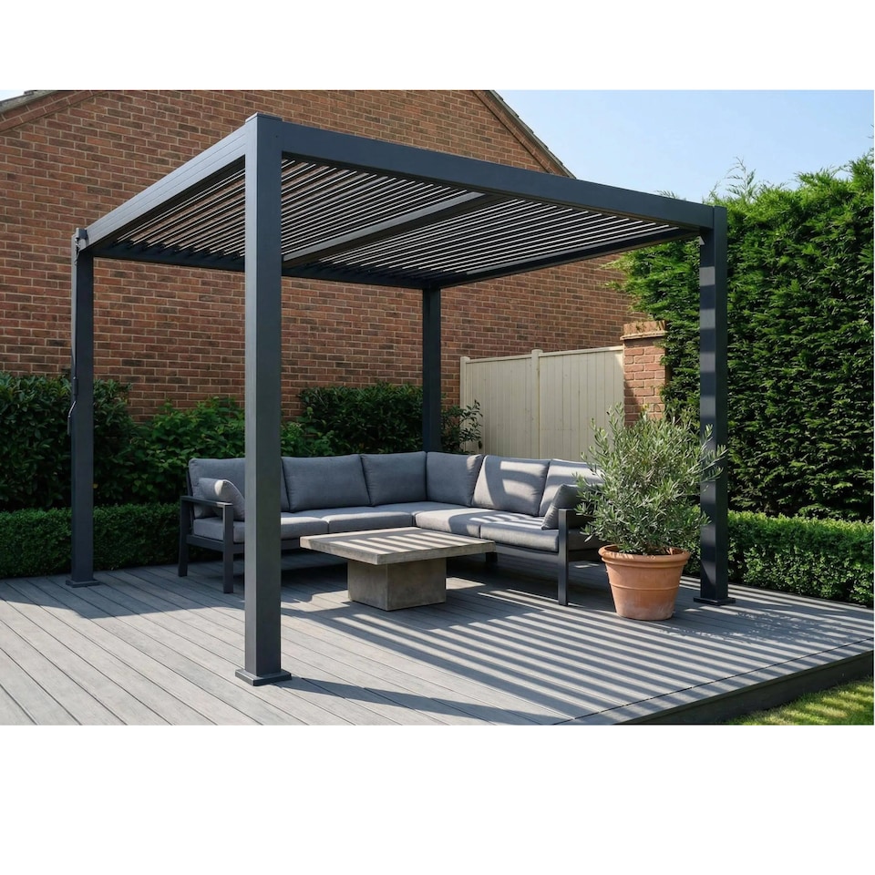 image 1 of 3m x 3m Aluminium Pergola with Manual Louvre Roofing