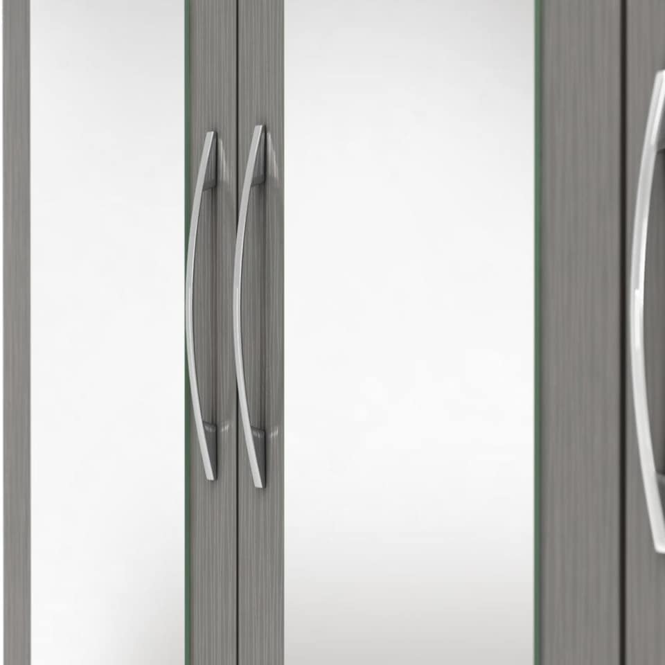 image 1 of Nevada 4 Door 2 Drawer Mirrored Wardrobe Grey | 3D Effect Grey