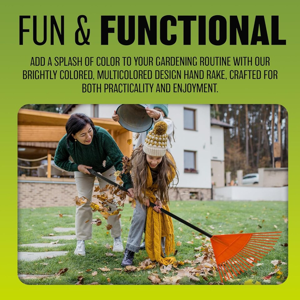 image 1 of 22 Tooth Garden Leaf Rake Handheld Plastic Head Gardening Cleaning Tool